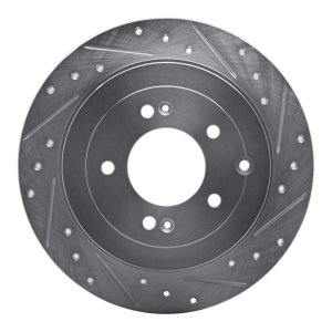 Hyundai TUCSON Brake Rotor (1) - Rear Right - R1 Concepts - Drilled & Slotted - Silver - `16-`22